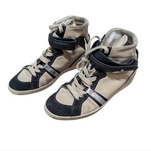 Barbara Bui Black Cream Women's High-Top Wedge Sneakers Size 38 (FR), 8 (US)